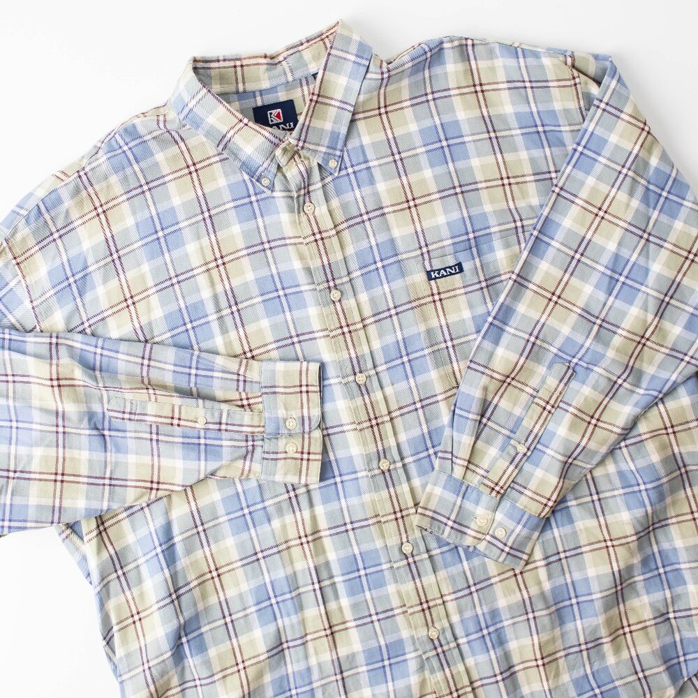 KANI JEANS Men's‎ 3XL Long Sleeve Flannel Button Down Plaid Shirt